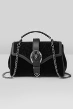 Load image into Gallery viewer, Black handbag with chain detail on a white background