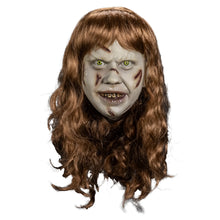 Load image into Gallery viewer, Scary mask with brown hair on a white background