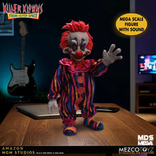 Load image into Gallery viewer, Colorful clown figure with red hair and a striped suit on a wooden table, with 'Killer Klowns from Outer Space' branding.