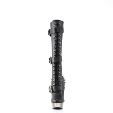 Load image into Gallery viewer, Black leather boot with spiky details on a white background