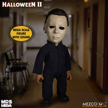 Load image into Gallery viewer, Doll wears tailored, weathered coveralls, features 11 points of articulation, and comes complete with a butcher knife accessory that fits neatly in his right hand.