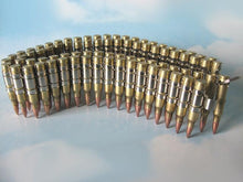 Load image into Gallery viewer, .223 brass bullet belt with copper tips and nickel plated links
