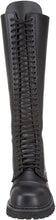 Load image into Gallery viewer, front view of Real black leather 1 1/4" platform  20 eyelet combat biker goth steel toe Knee-high boot Full lace-up, no Zipper