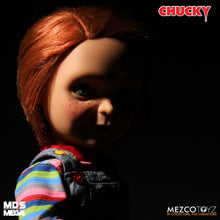 Load image into Gallery viewer, Chucky good guy doll with classic striped shirt and overalls.