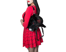 Load image into Gallery viewer, wolfhead plush purse with inverted pentagram on front of head