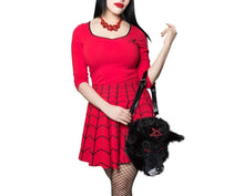 Load image into Gallery viewer, wolfhead plush purse with inverted pentagram on front of head