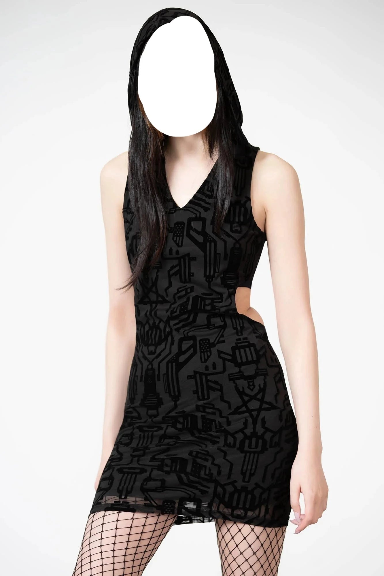 knee length dresses for ladies Hooded Mesh Dress – Kalimera main image 0