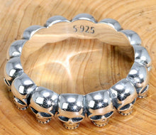 Load image into Gallery viewer, 925 Sterling silver band ring with multi-skull design.
