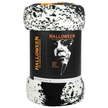 Load image into Gallery viewer, halloween movie poster fleece throw blanket with text that reads "halloween the curse of michael myers. terror never rests in peace"