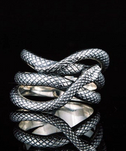 Load image into Gallery viewer, Silver colored zinc alloy snake wrap around ring.