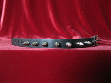Load image into Gallery viewer, black leather bracelet with multiple silver spike studs