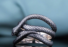 Load image into Gallery viewer, Silver colored zinc alloy snake wrap around ring.