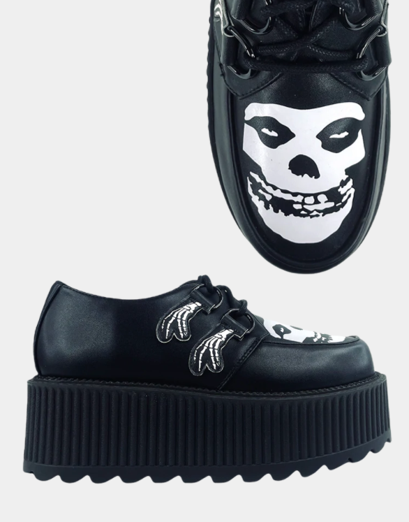 Black/White Super Kreep Misfits Fiend Skull Creeper Shoe – Hot