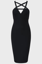Load image into Gallery viewer, Black dress with cut-out pentagram design on a white background
