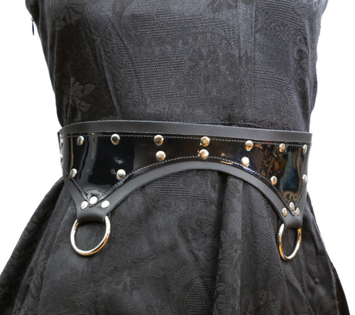 Black and Silver Ring Triangular Waist Belt Hot Rock Hollywood Black and Silver Ring Triangular Waist Belt Hot Rock Hollywood