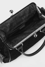 Load image into Gallery viewer, Black handbag with visible brand logo on a white background
