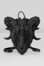 Load image into Gallery viewer, Black goat head backpack on a white background
