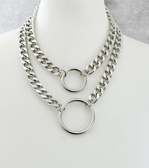 Heavy Cuban Diamond Cut Double Chain Double Ring Choker