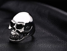 Load image into Gallery viewer, silver colored skull head ring

