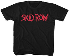 Load image into Gallery viewer, black band shirt with red skid row logo
