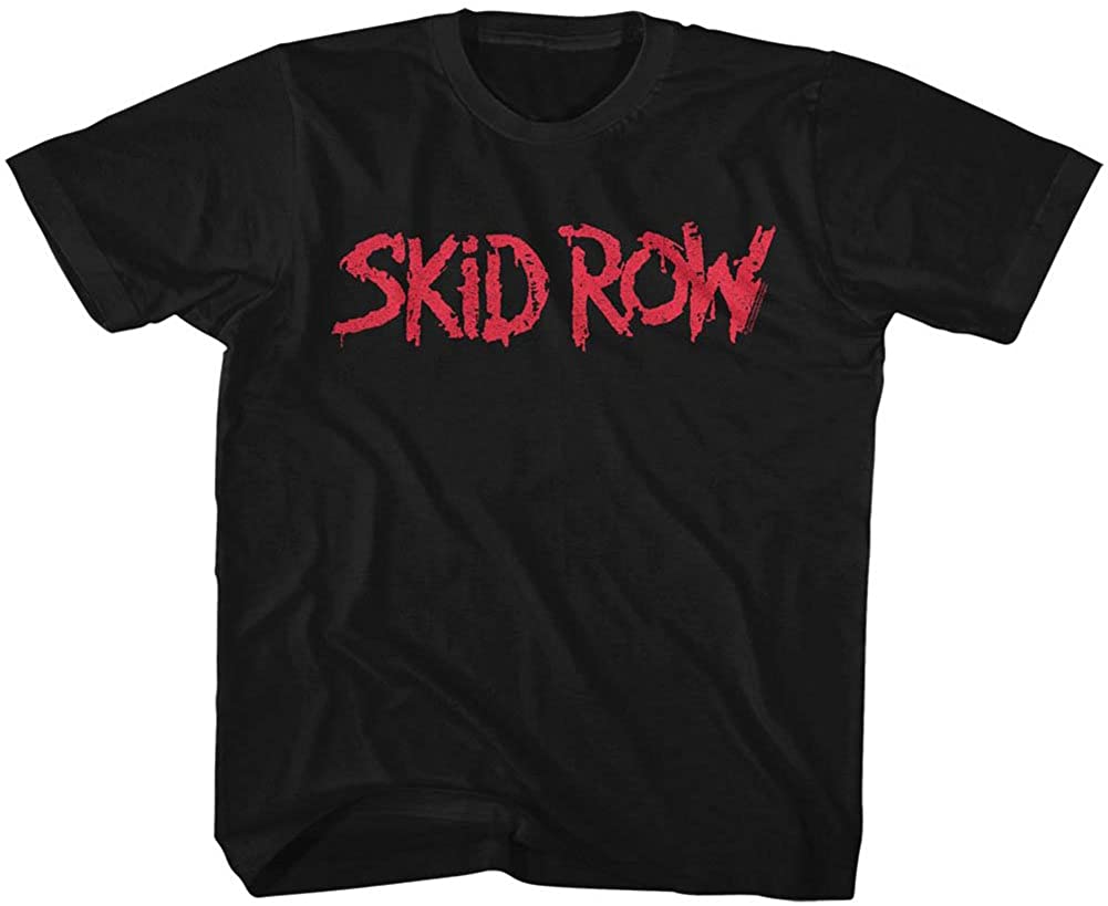 black band shirt with red skid row logo
