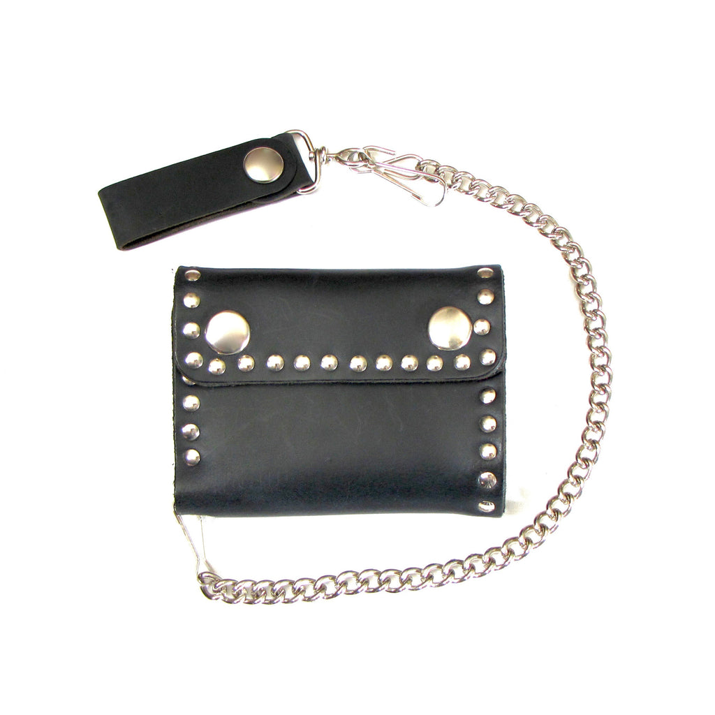 Black Leather Bi-Fold Wallet w/ Silver Studs – Hot Rock Hollywood