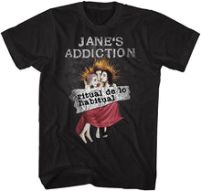 Load image into Gallery viewer, jane&#39;s addiction shirt with logo and censored ritual de lo habitual album cover art with text that reads &quot;ritual de lo habitual&quot;
