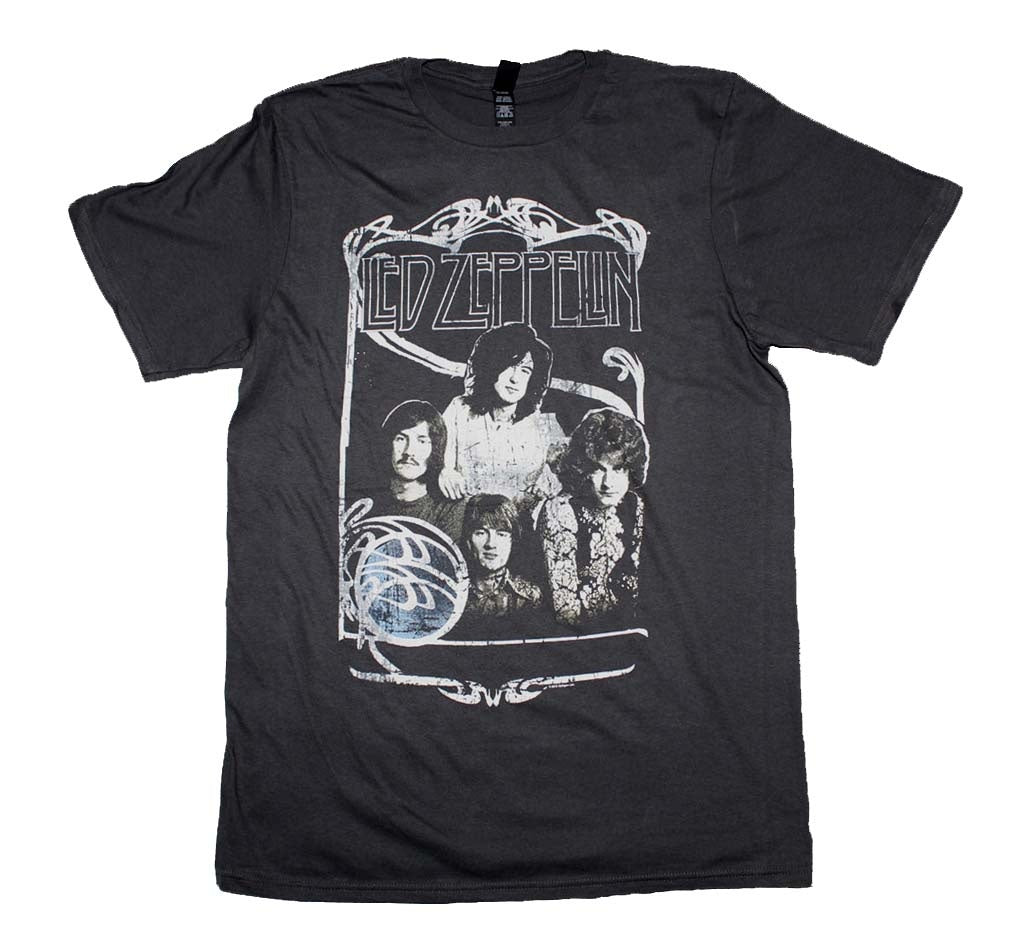 Led Zeppelin 1969 Band Promo Photo Gray T-Shirt