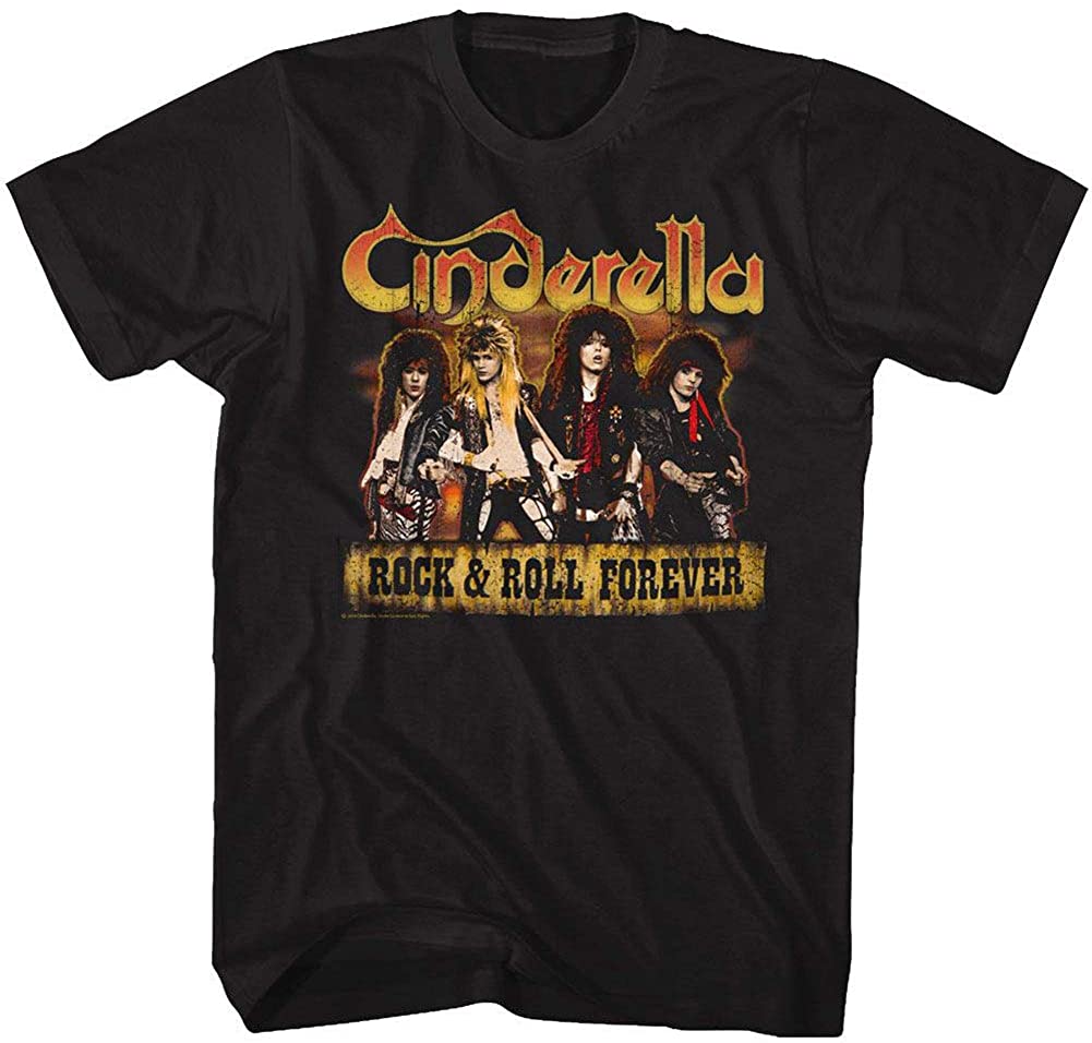 black cinderella band shirt with logo and picture of band with text that reads 