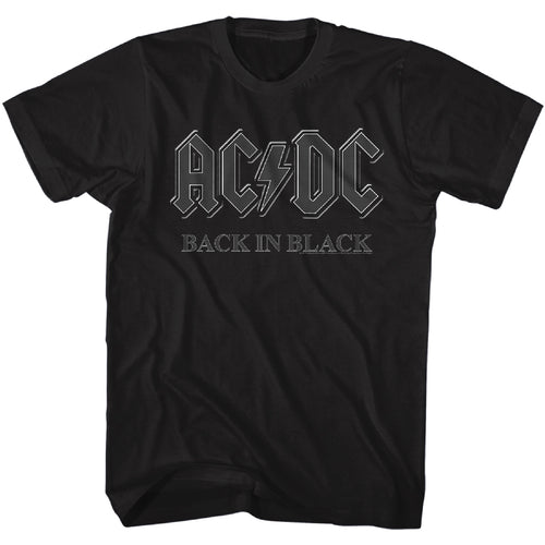 black acdc band shirt with logo and text that reads 