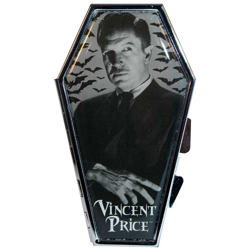 picture of vincent price on coffin shaped compact mirror 