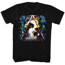 Load image into Gallery viewer, def leppard band shirt with logo and hysteria album cover art
