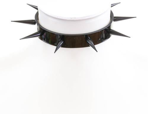 Black patent shiny leather collar with 2