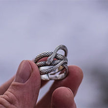 Load image into Gallery viewer, Silver colored zinc alloy snake wrap around ring.
