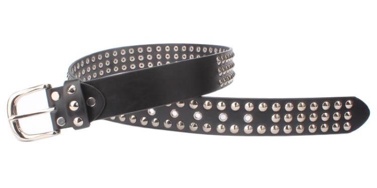Black Vegan Leather Belt w/ Silver Flat Rivet Studs – Hot