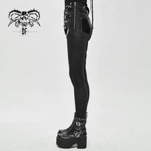 Load image into Gallery viewer, Black Pants w/ Vegan Patent Leather Straps and Removable Hexagram Thigh Detail
