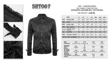 Load image into Gallery viewer, up close details on shirt, and size chart
