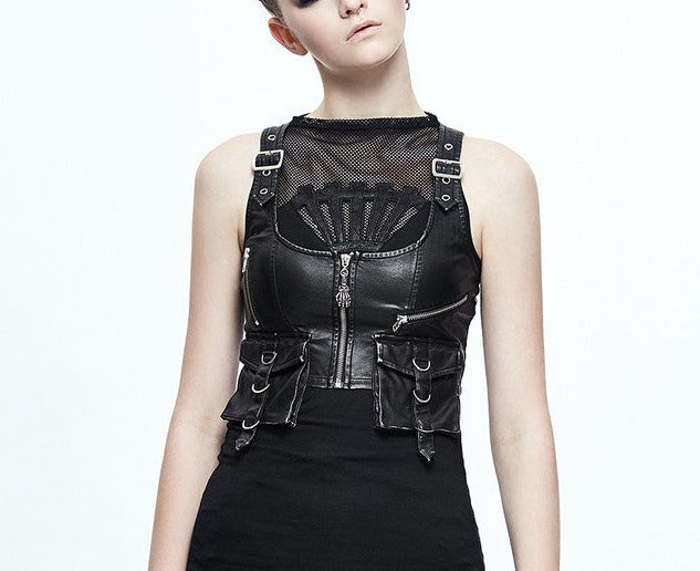 Black Vegan Leather Short Vest w/ Pockets – Hot Rock Hollywood