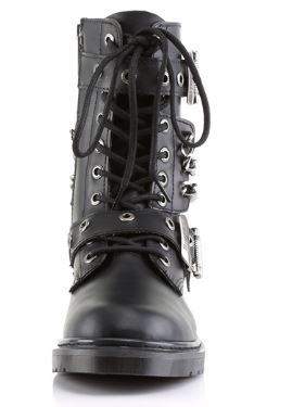 Defiant-204 Black Vegan Leather 10 Eyelet Combat Boot – Hot  display picture 1