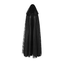 Load image into Gallery viewer, long black gothic cloak with hood
