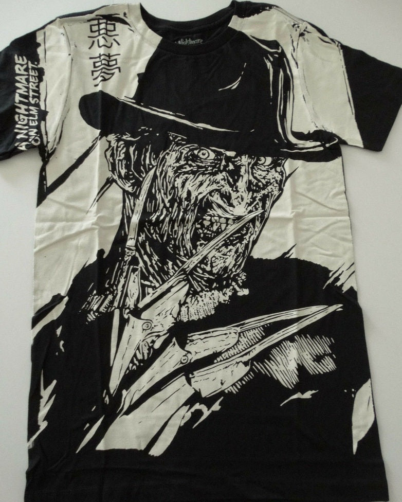 Black and white Freddy Krueger full print shirt