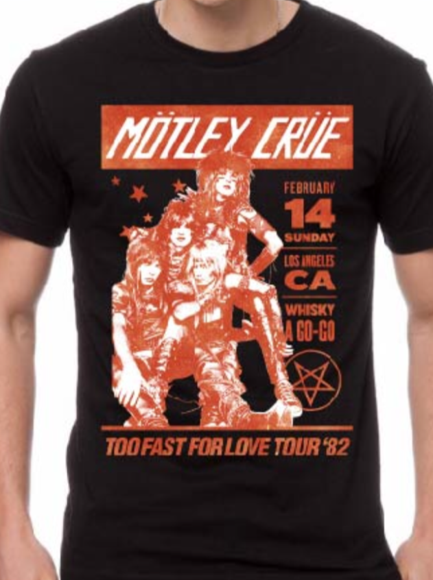 Motley Crue Too Fast For Love Tour '82 Whiskey Poster T-Shirt