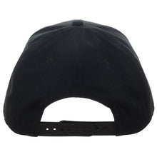 Load image into Gallery viewer, backside of hat, plain black, with snapback adjustment

