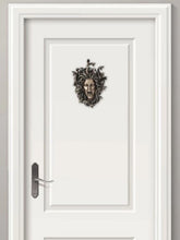 Load image into Gallery viewer, Bronze painted Medusa snake head with open mouth hanging on door
