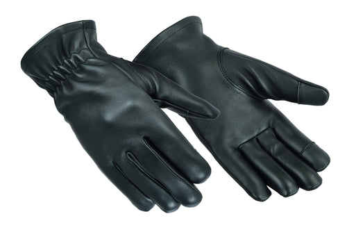 Men's un-lined black glove touch screen finger tips and w/clinch wrist. Made in premium Deerskin Leather.