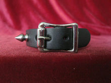 Load image into Gallery viewer, black leather bracelet with multiple silver spike studs

