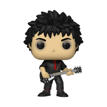 Load image into Gallery viewer, pop doll of billie joe armstrong from green day - wearing all black clothes with a red tie, holding a bass guitar
