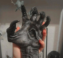 Load image into Gallery viewer, palm of Black witch hand statue with evil eyeball
